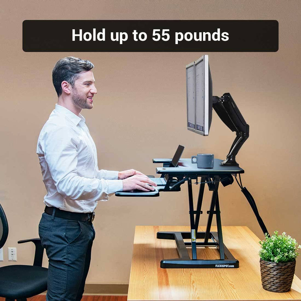 FlexiSpot AlcoveRiser EM7MB Standing Desk Converter, Electric Height Adjustable, Black U51939