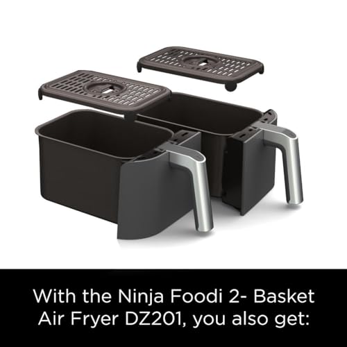 Ninja DZ401 Foodi 10 Quart DualZone XL 2-Basket Air Fryer, Grey L260