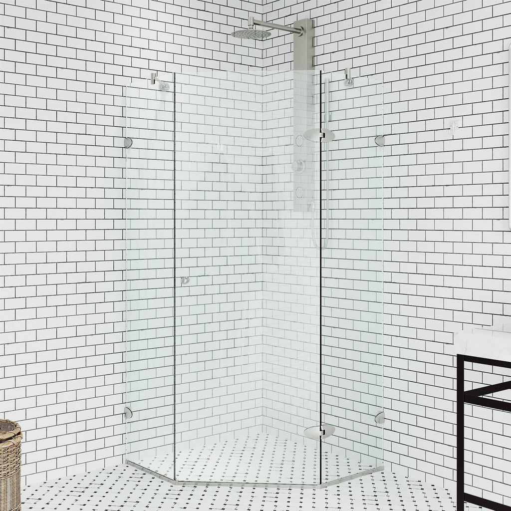 Vigo Frameless Neo-Angle Shower Enclosure Brushed J351