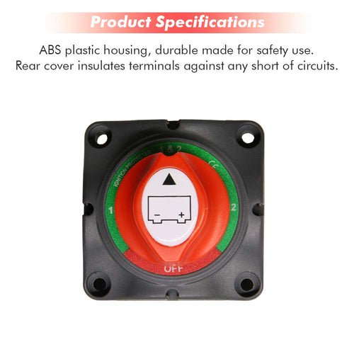 1-2-Both-Off Battery Switch 12-48V 200-1000A for Car RV Boat, Pack of 2 W1600