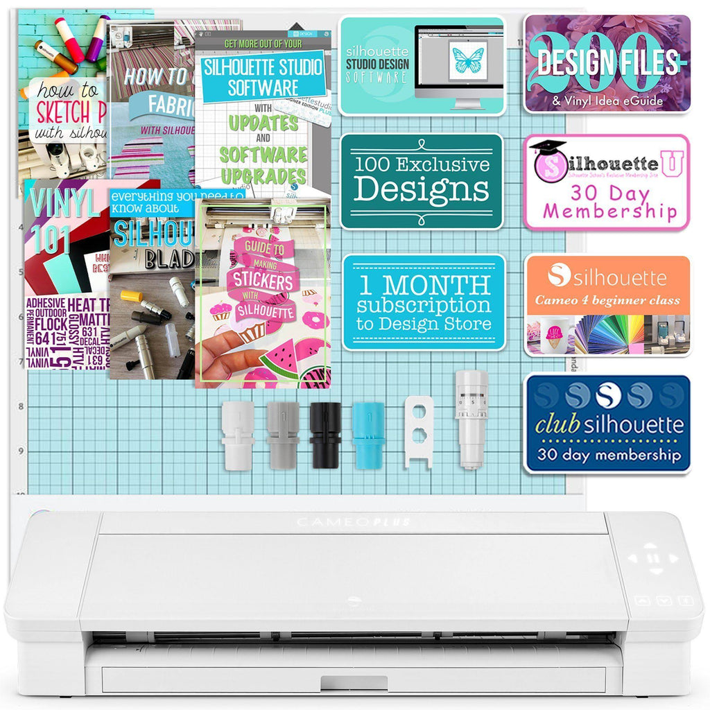 Silhouette White Cameo 4 Plus 15x22 with Blade Pack, Vinyl, HTV, Pens K5072