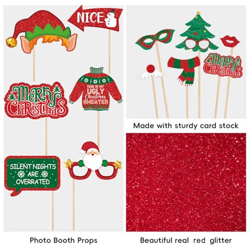 Glitter Christmas Photo Booth Props 30pc Set for Holiday Party Z72535