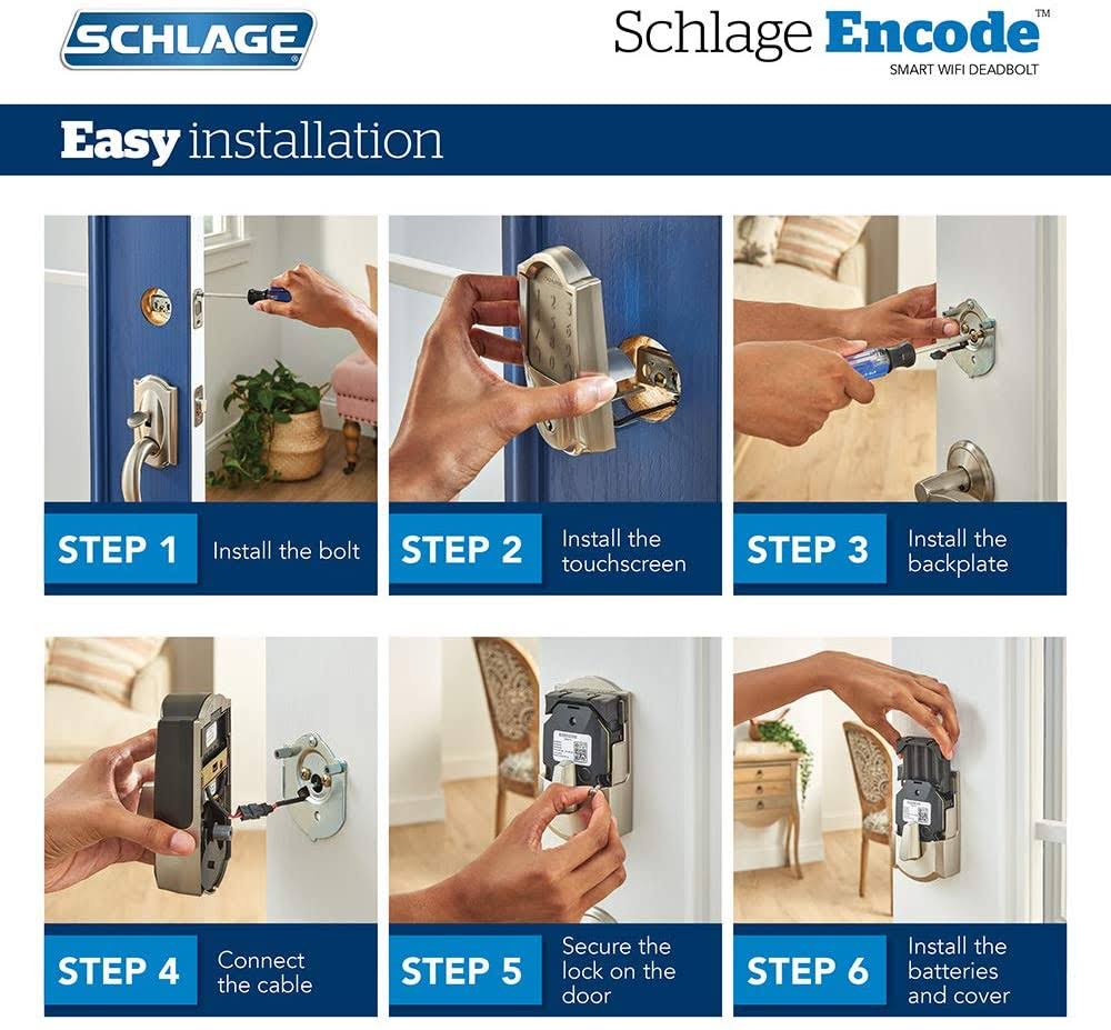 Schlage Encode Deadbolt Smart Lock WiFi Touchscreen Keypad Bright Chrome S825557