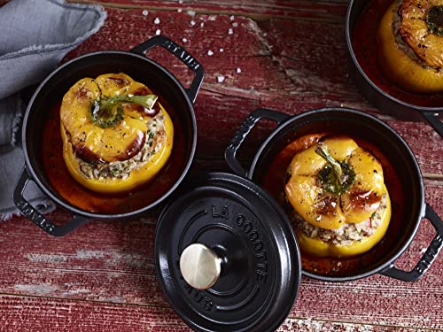 STAUB Cast Iron Dutch Oven 5.5-qt Round Cocotte, Black Matte P4487