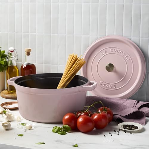 STAUB Cast Iron Dutch Oven 5.5-qt Round Cocotte, Black Matte P4487