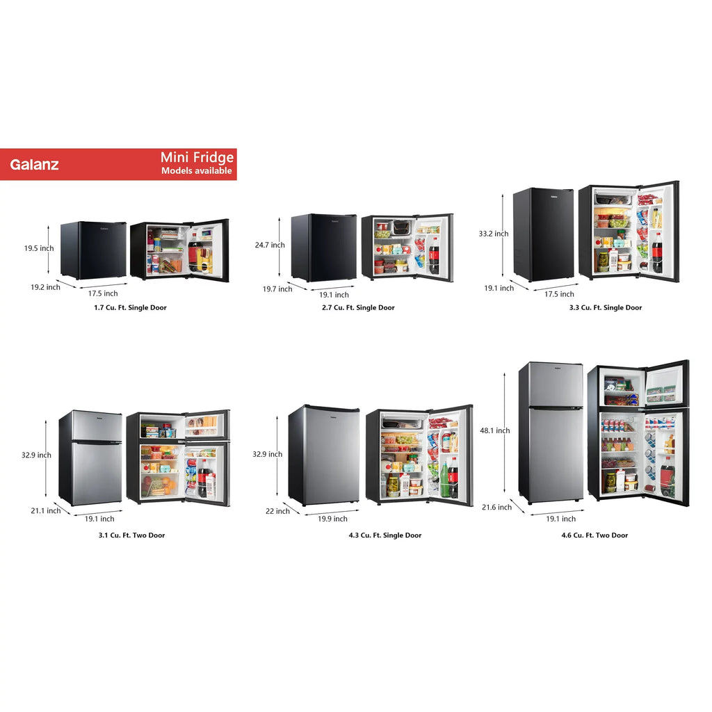 Galanz 1.7 Cu Ft Single Door Mini Fridge, Black X902