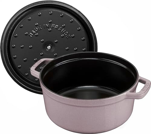 STAUB Cast Iron Dutch Oven 5.5-qt Round Cocotte, Black Matte P4487