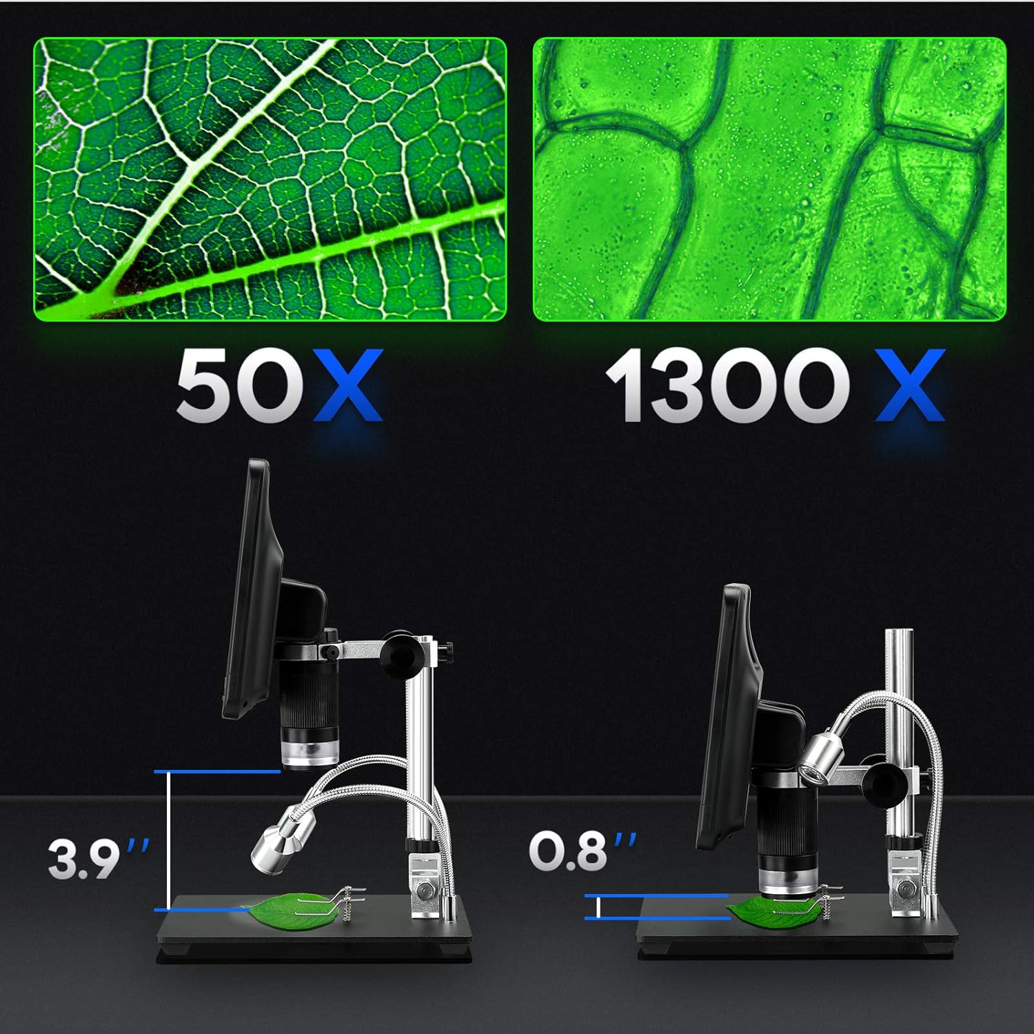 TOMLOV DM10 8.5'' Digital Microscope 50X-1300X with 12MP Camera, SD Card Included T857730