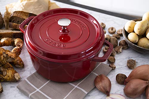 STAUB Cast Iron Dutch Oven 5.5-qt Round Cocotte, Black Matte P4487