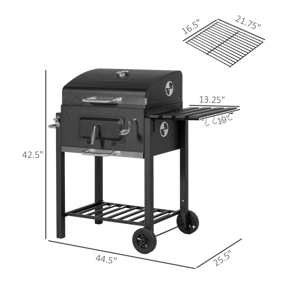 Outsunny Charcoal BBQ Grill, Portable Outdoor Cooker, Black N794