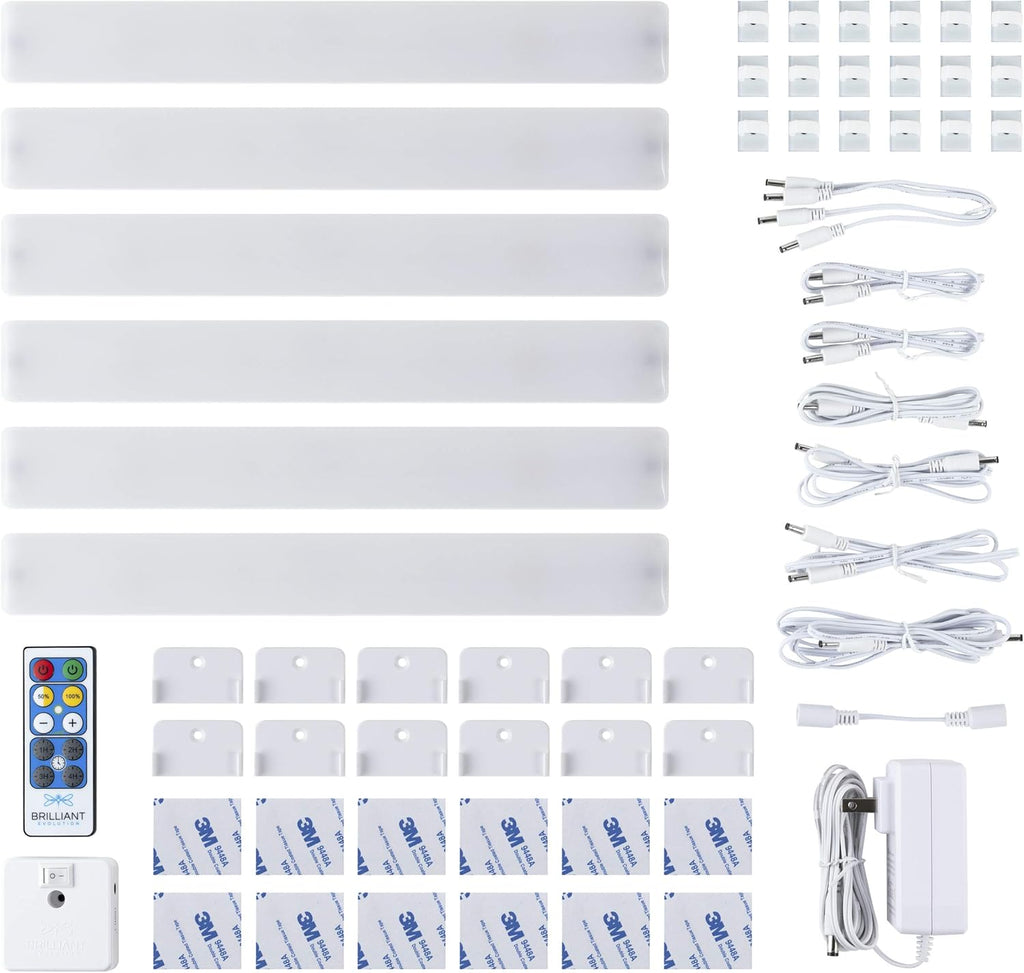 Brilliant Evolution Wired LED Under Cabinet Light Kit with Remote Control, 3 Bars, 3000K Warm White W554