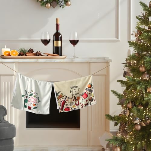 Wironlst Christmas Kitchen Hand Dish Towels 4PCS Buffalo Plaid 18x26 M198
