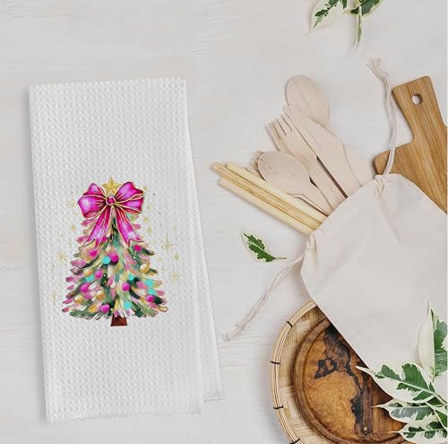 Christmas Tree Kitchen Towels - Neutral Christmas Hand Towels, 16 x 24 Inch V47794