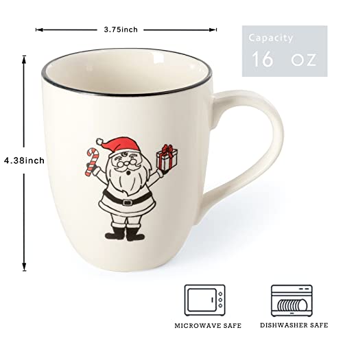 LEHAHA Ceramic Christmas Coffee Mug Set of 6, 16 oz Holiday Drinkware O6901