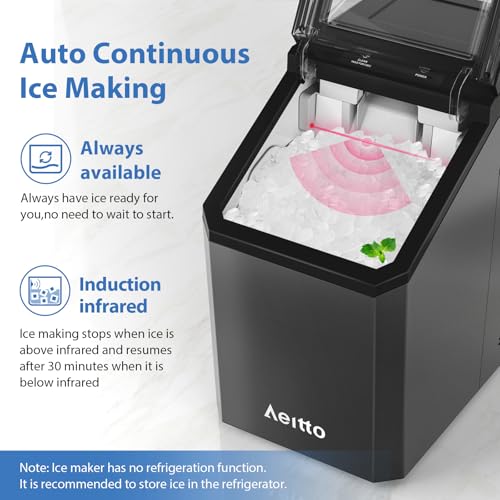 Aeitto Nugget Ice Maker Countertop, 55lbs/Day, Self-Cleaning, Stainless Steel K293