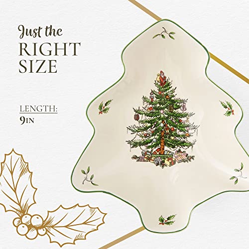 Spode Christmas Tree 14-Inch Tree-Shaped Porcelain Serving Platter H48565