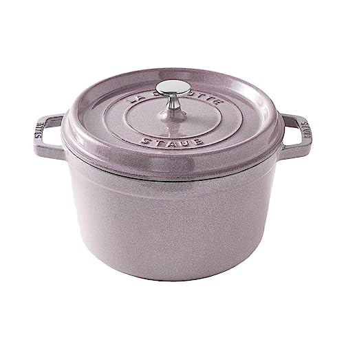 STAUB Cast Iron Dutch Oven 5.5-qt Round Cocotte, Black Matte P4487