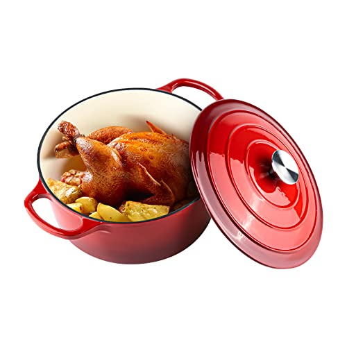 Miereirl 6 Quart Enameled Cast Iron Dutch Oven with Lid, Dark Blue P867
