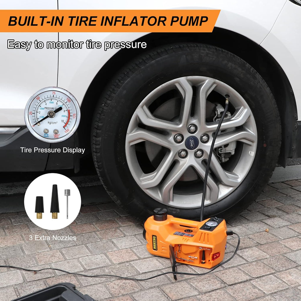 BEETRO 3 in 1 Electric Hydraulic Car Jack with Tire Inflator, 5T, 12V Y12741