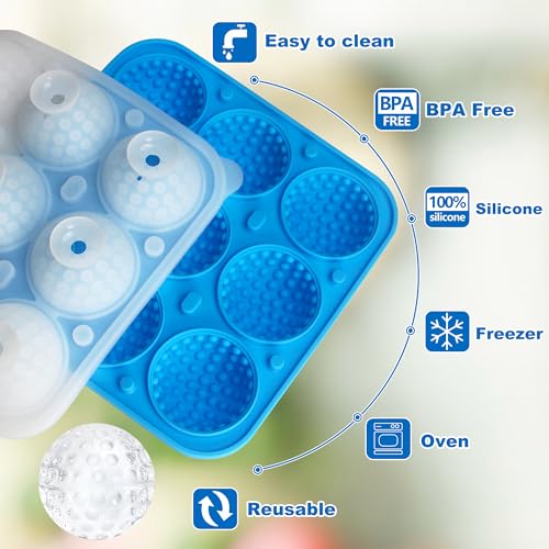 Sidosir Golf Ball Silicone Molds with Lid for Cake Decorations, 9-Cavity L16772