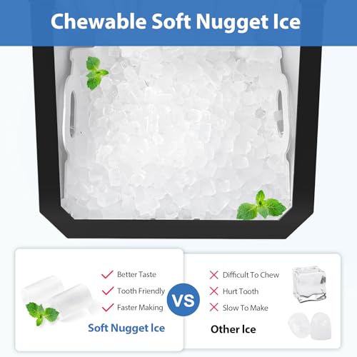 Aeitto Nugget Ice Maker Countertop, 55lbs/Day, Self-Cleaning, Stainless Steel K293