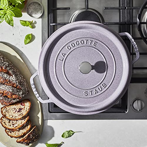 STAUB Cast Iron Dutch Oven 5.5-qt Round Cocotte, Black Matte P4487