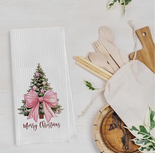 Christmas Tree Kitchen Towels - Neutral Christmas Hand Towels, 16 x 24 Inch V47794