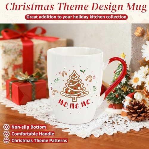 Classic Christmas Coffee Mug Set of 4, 12 oz Ceramic with Gift Box V15146