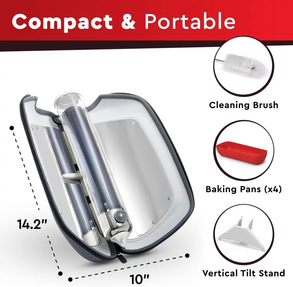 QCAI Go Portable Camping Stove with Fusion Solar Oven, Silver N2930