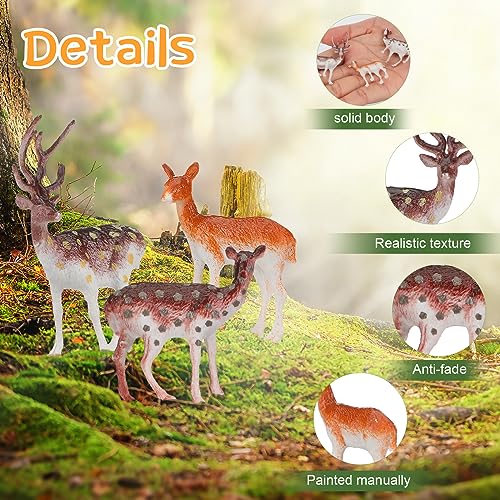 Soaoo 60 Pcs Mini Plastic Deer Figurines Cake Toppers Woodland Christmas Decorations J21625