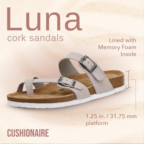 CUSHIONAIRE Women's Luna Cork Footbed Sandal I795