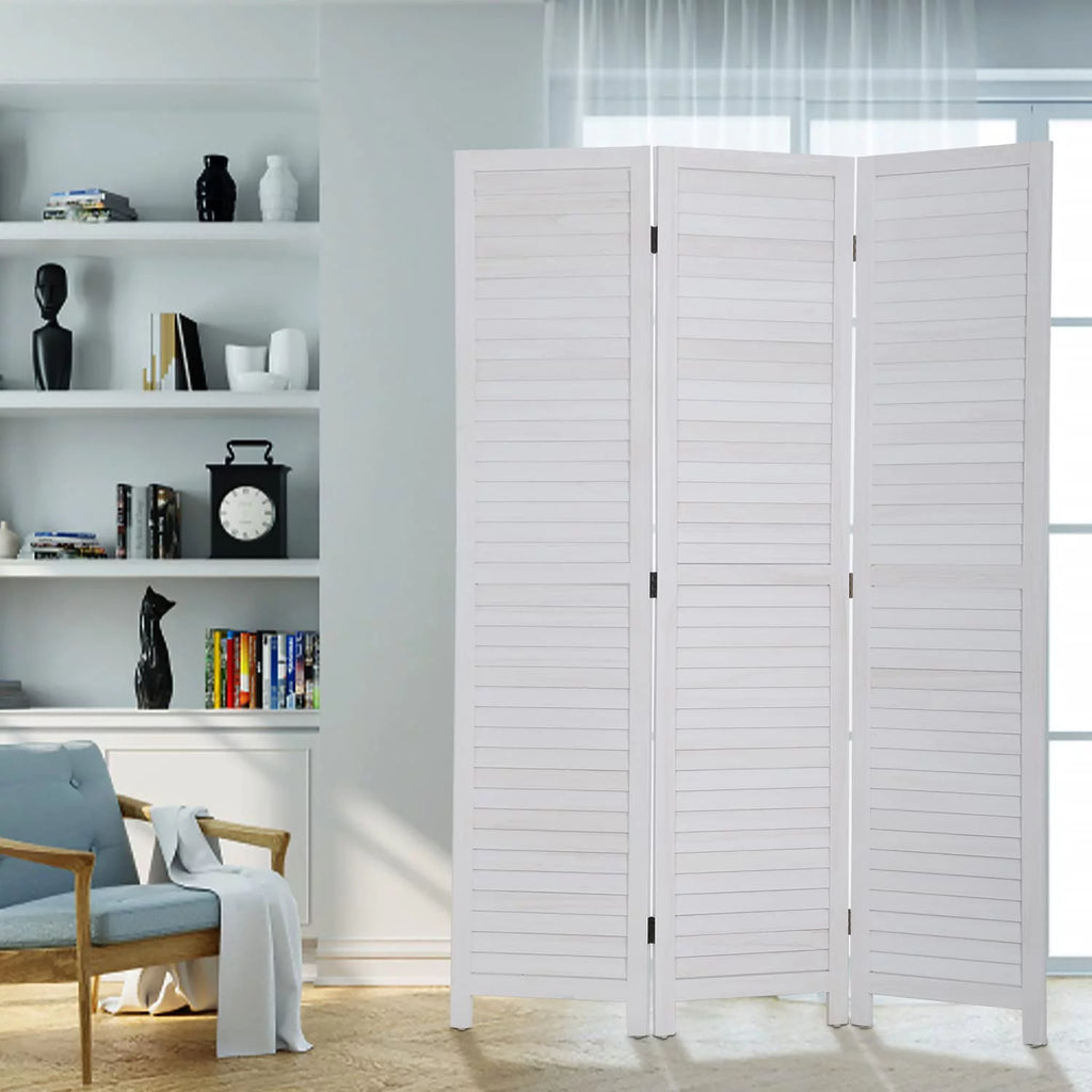 NiamVelo 3 Panel Wood Room Divider 67.7" Tall Folding Privacy Screen, White G66386