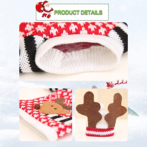 3Pack Christmas Wine Bottle Covers Reindeer Ugly Sweater with Hat Red G8680
