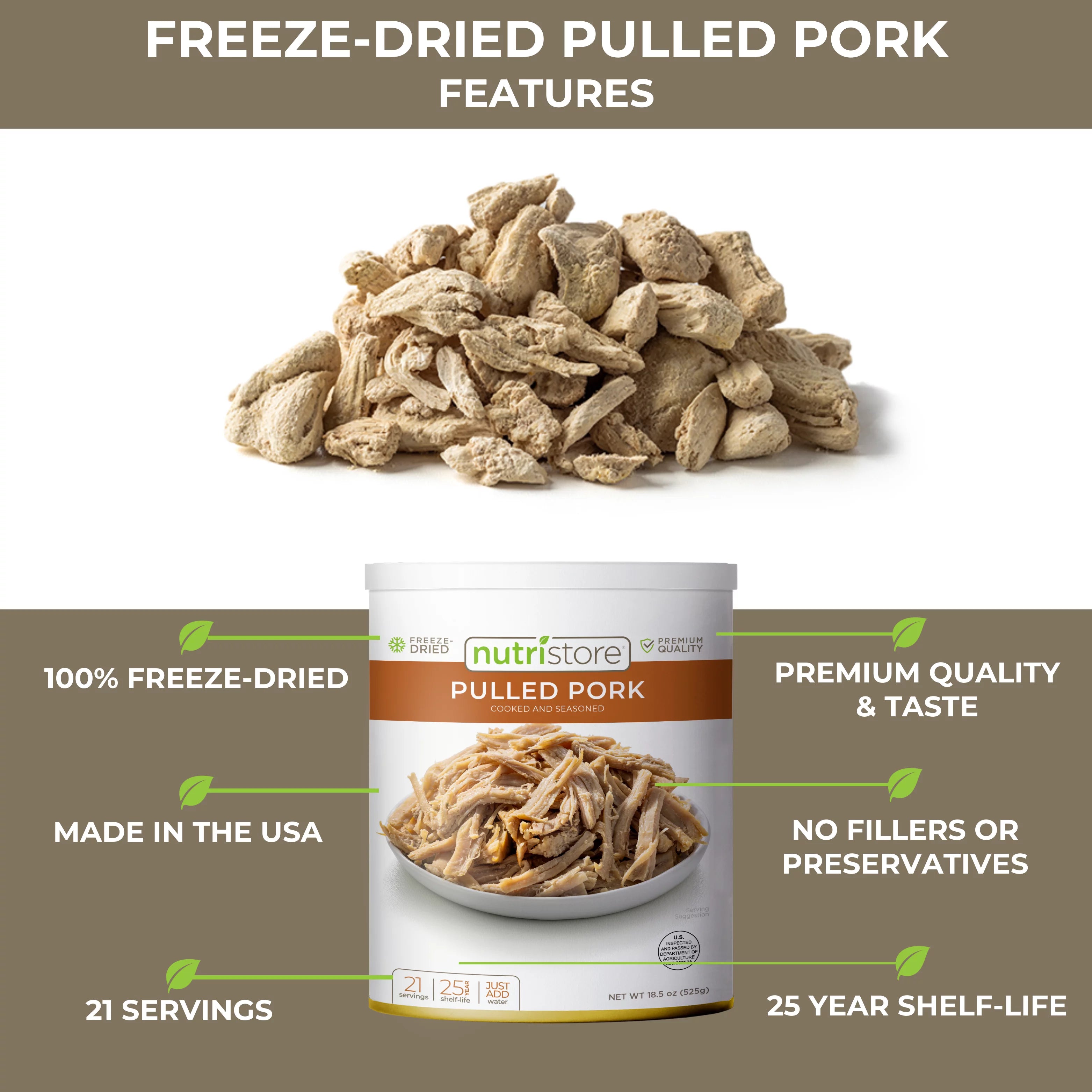 Nutristore Freeze-Dried Pulled Pork No. 10 Can A589580