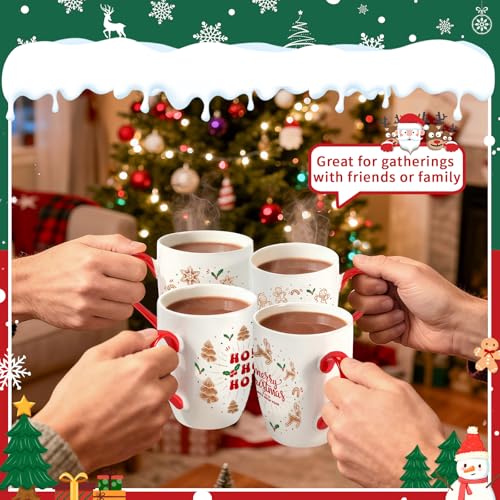 Classic Christmas Coffee Mug Set of 4, 12 oz Ceramic with Gift Box V15146