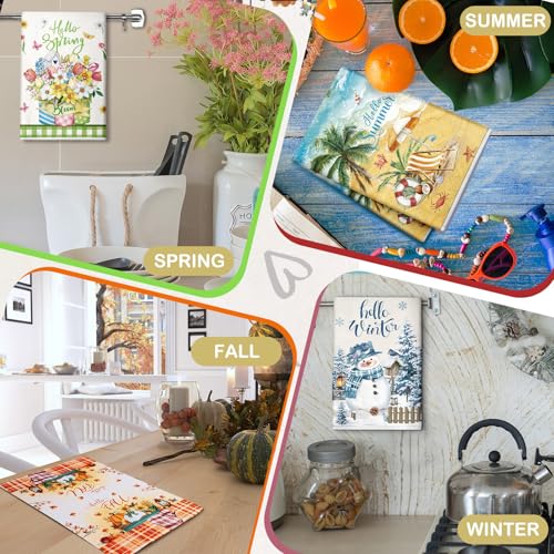 12 Pcs Seasonal Kitchen Towels Set Gnome Style Bright Color K6356