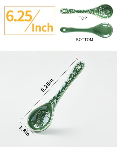 Christmas Tree Ceramic Spoons, Set of 6, Espresso & Dessert T96458