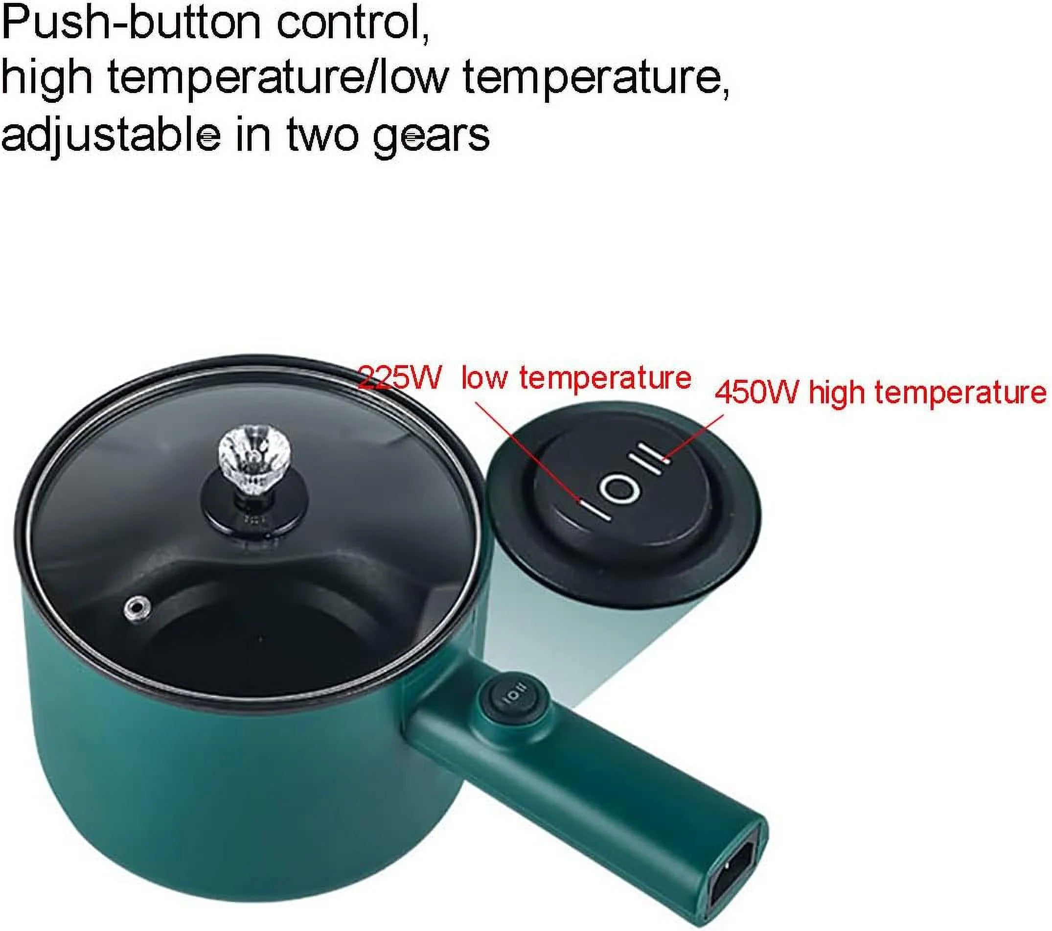Electric Hot Pot 1.8L Non-Stick Casserole with Steamer, Green E6561