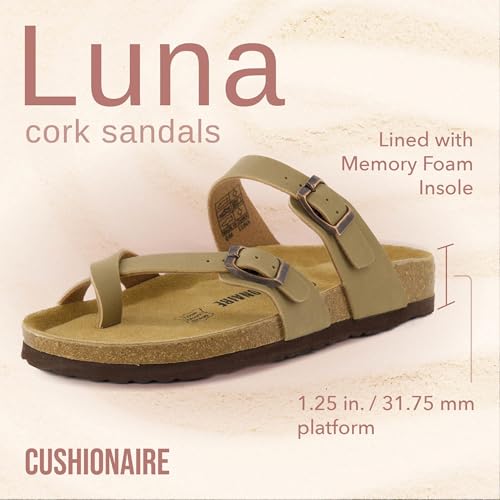 CUSHIONAIRE Women's Luna Cork Footbed Sandal I795
