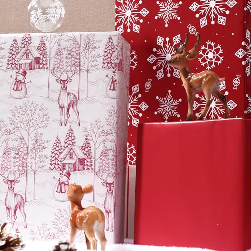 BIOBROWN Reversible Kraft Christmas Wrapping Paper Jumbo Roll 30 Inch x 33 Feet Vintage Trucks Design E340325