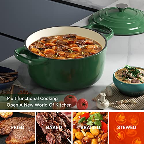 Miereirl 6 Quart Enameled Cast Iron Dutch Oven with Lid, Dark Blue P867