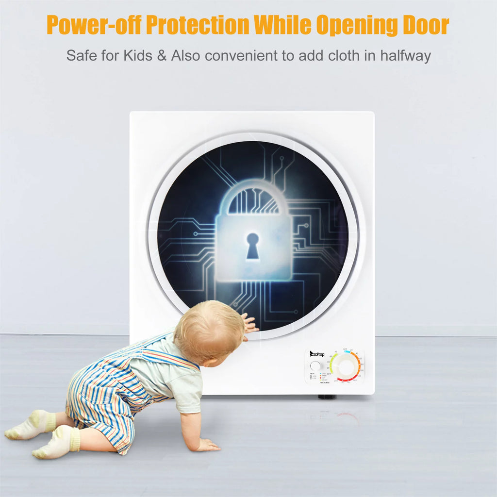iRerts Portable Clothes Dryer 850W Compact Electric Dryer with Stainless Steel Tub, White Q355997