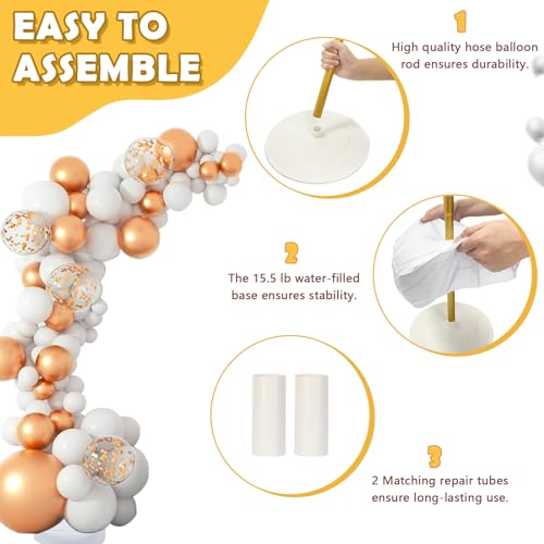 AerWo Balloon Arch Kit 9.35FT & 6FT with Gold Frame Stand for Wedding Party Decor C288064