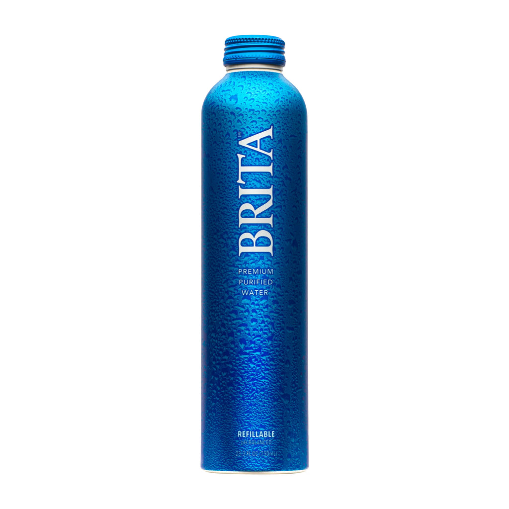 Brita Premium Purified Bottled Water, 25 fl oz (12 Pack), BPA Free Refillable Aluminum Bottles H5288