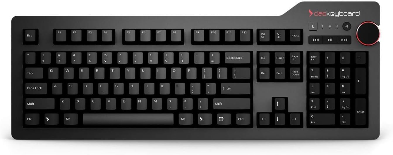 Das Keyboard 4 Professional Wired Mechanical Keyboard, Cherry MX Brown, Aluminum Top, Black D662147