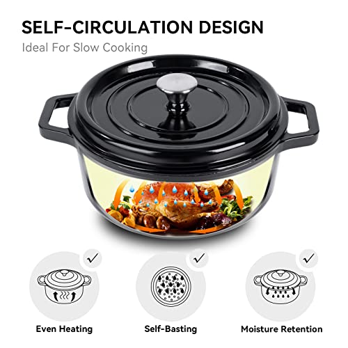 Miereirl 6 Quart Enameled Cast Iron Dutch Oven with Lid, Dark Blue P867