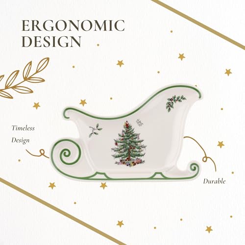 Spode Christmas Tree Sculpted Octagonal Platter, 14-Inch Holiday Serving Dishwasher & Microwave Safe Q207241