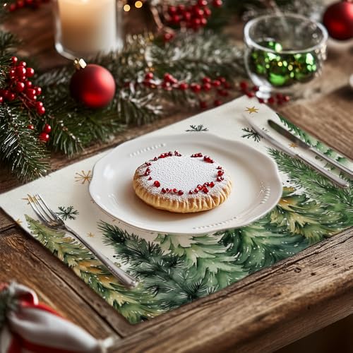 GEEORY Christmas Placemats 12x18 Inch Set of 4, Green Q397