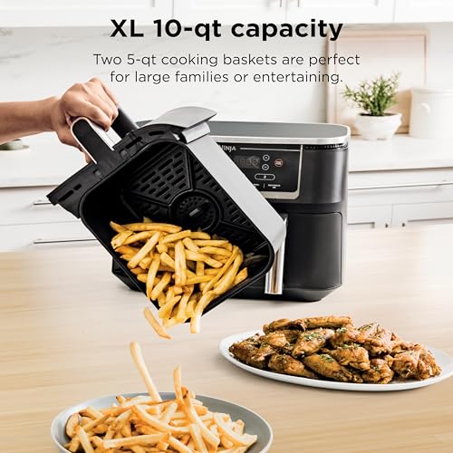 Ninja DZ401 Foodi 10 Quart DualZone XL 2-Basket Air Fryer, Grey L260