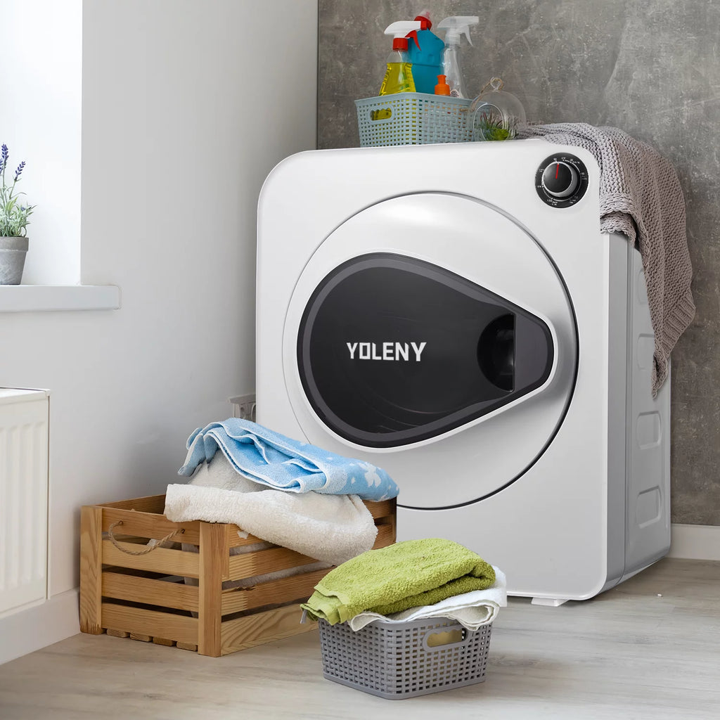 Erinnyees Electric Compact Laundry Dryer, 13.2 lbs Load Stainless Steel Portable Dryer With Exhaust Pipe, Mini Dryer for Apartments, Dorm, White